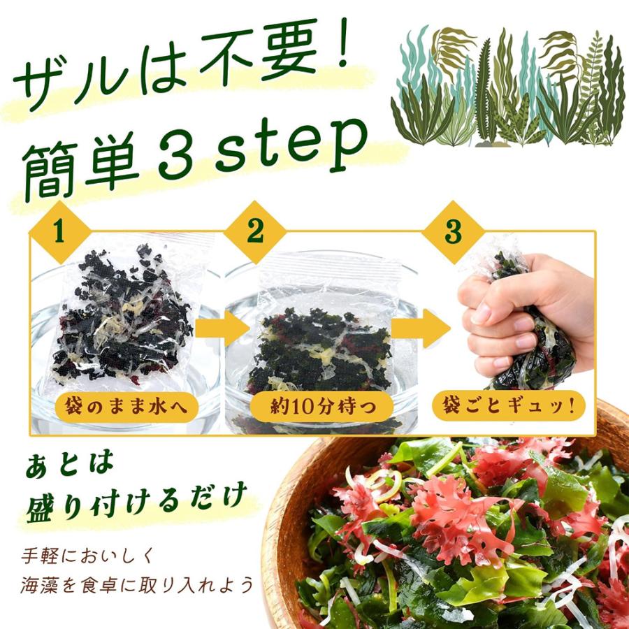 乾燥海藻サラダ 5g×40包 個包装 水で戻すだけ 5種の具材 わかめ 赤つのまた 糸寒天 白きくらげ 青つのまた サラダの具 トッピング |  | 03