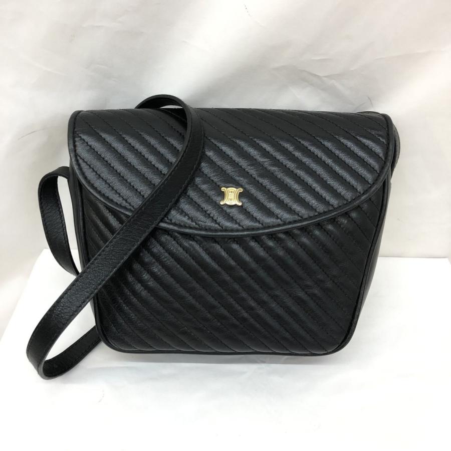 極美品 CELINE セリーヌ ショルダーバッグ マカダム レザー ブラック