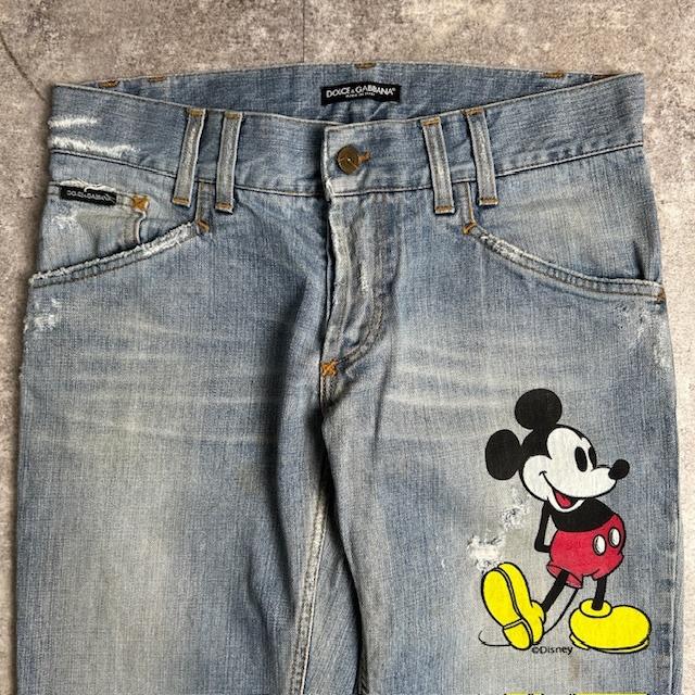 Dolce&Gabbana ドルチェ&ガッバーナ 【men163TJ】 Disney ミッキーマウス ペイント デニムパンツ キャラクターデザイン ダメージ加工 48 HC |  | 01
