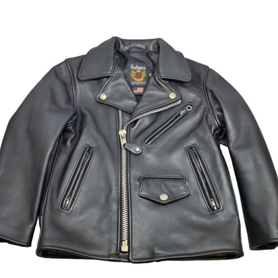 Schott Bros 【2132D】 ショットブロス ダブルライダースJKT レザージャケット Kid's キッズ サイズM ブラック 子供用 アウター USA製 AG | 