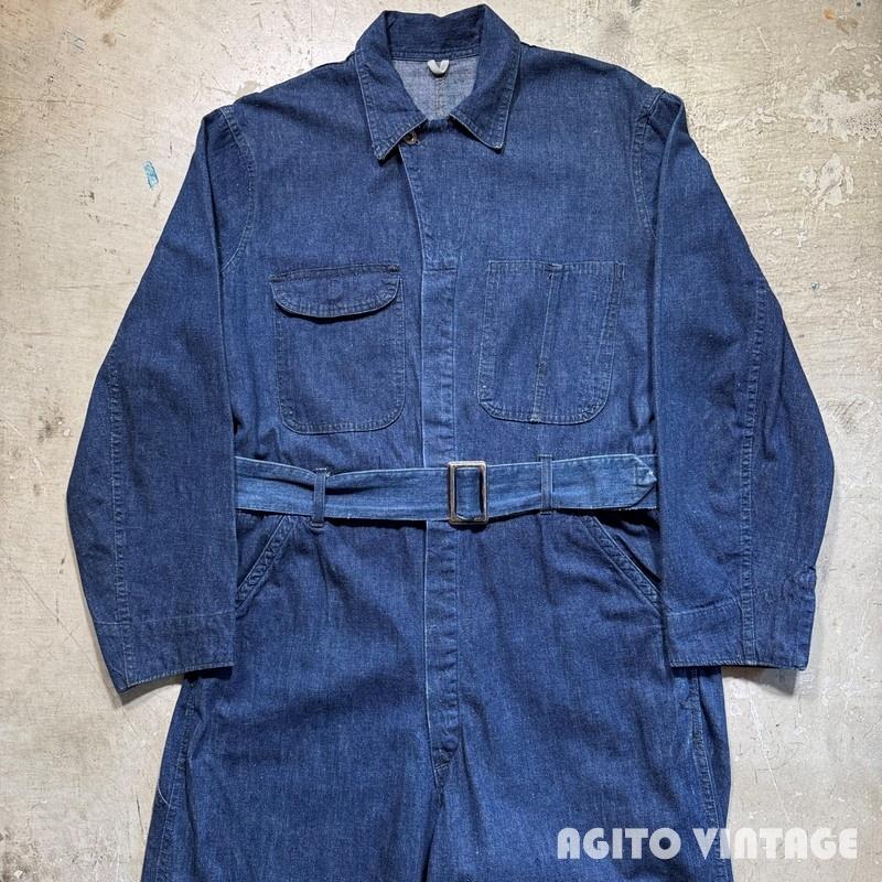 Unknown 【men3180H】 40's デニムオールインワン ツナギ WW II 大戦