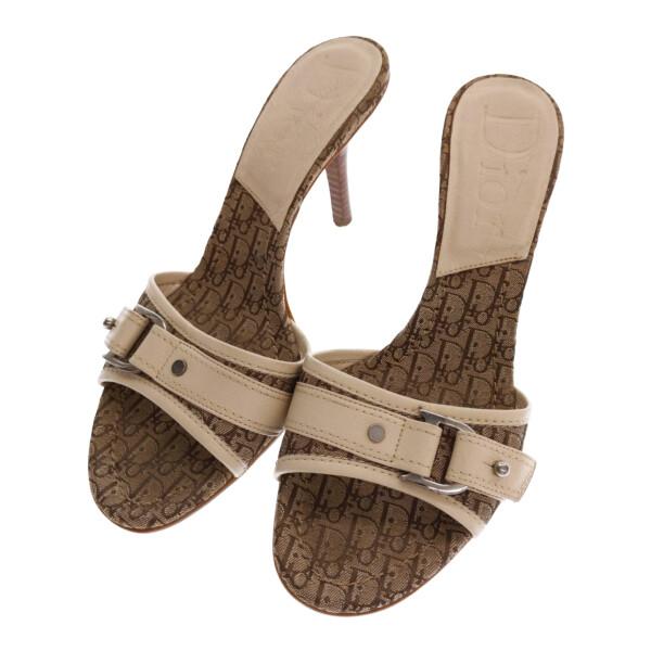 Dior ディオール ミュール サンダル ヒール トロッター柄 イタリア製 Dior ディオール ミュール サンダル ヒール トロッター柄 イタリア製