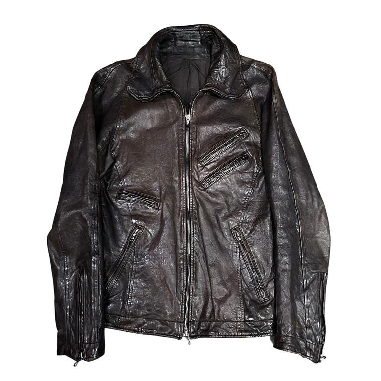 JULIUS アイボリー レザーシングルライダースジャケット JULIUS アイボリー レザー シングルライダースジャケット