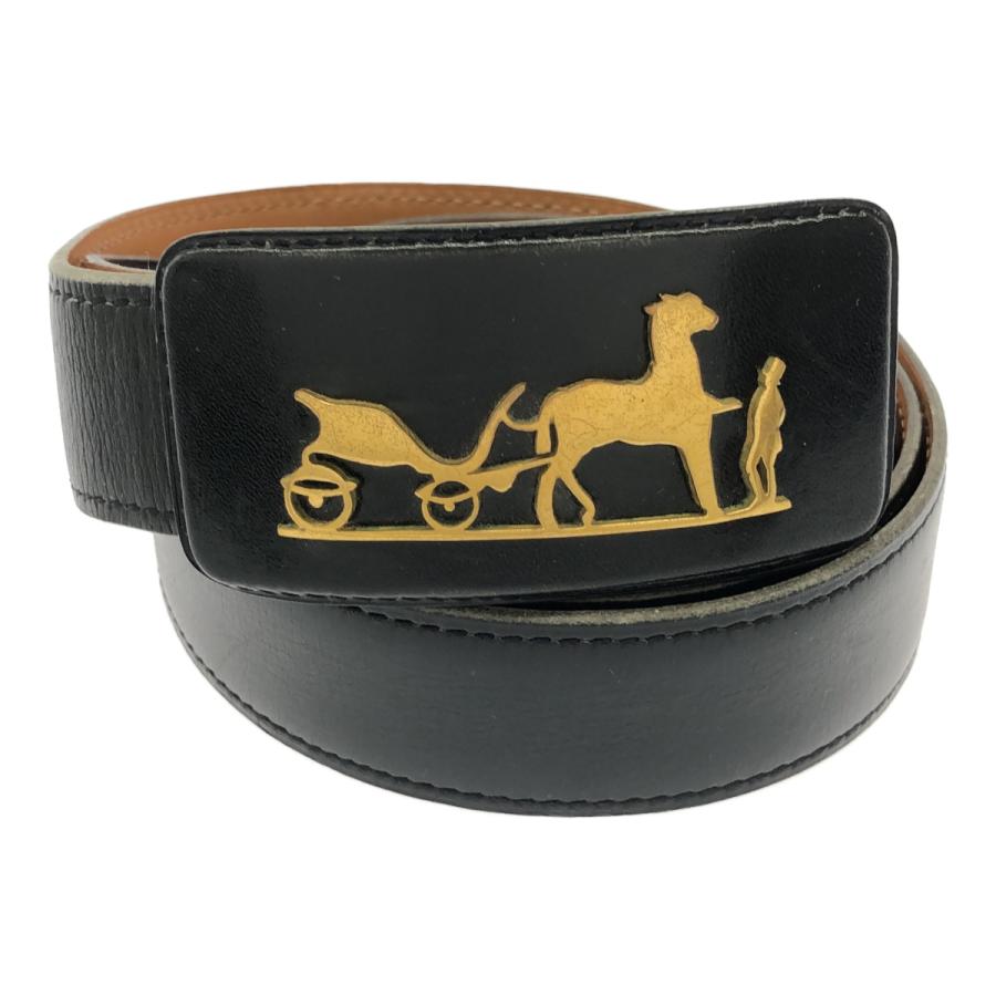 美品✨　新品ベルト　エルメス　馬車ロゴ　ベルト　　ゴールド　ブラック　レザー 美品✨ 新品ベルト エルメス 馬車ロゴ ベルト ゴールド ブラック