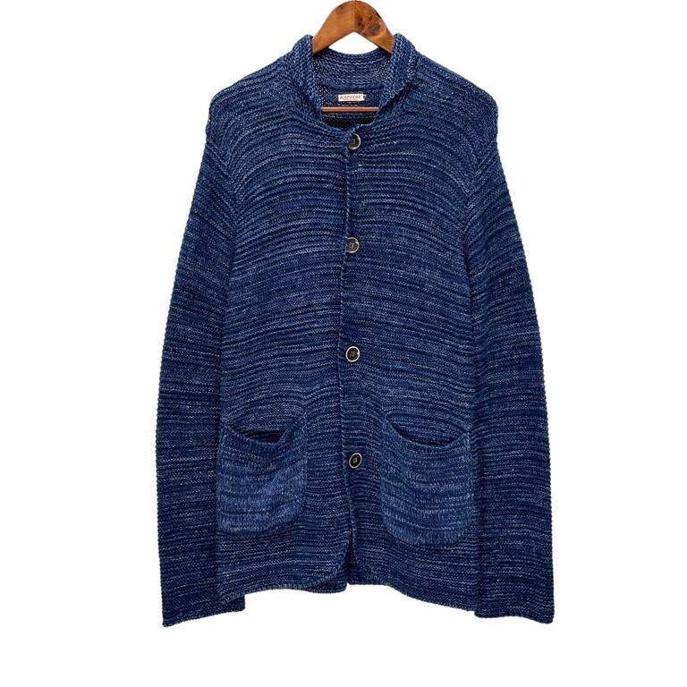 KAPITAL キャピタル 【men4182D】 14SS 綿×リネンニット 紺ブレザー 