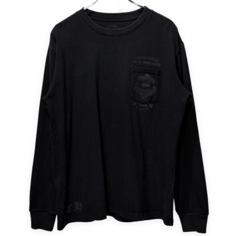 CHROME HEARTS 【men5965I】 18 AV Montaigne LS Tee Long Sleeve パリ直営店限定 BSフレアスクロールラベルプリントTシャツ カットソー AR
