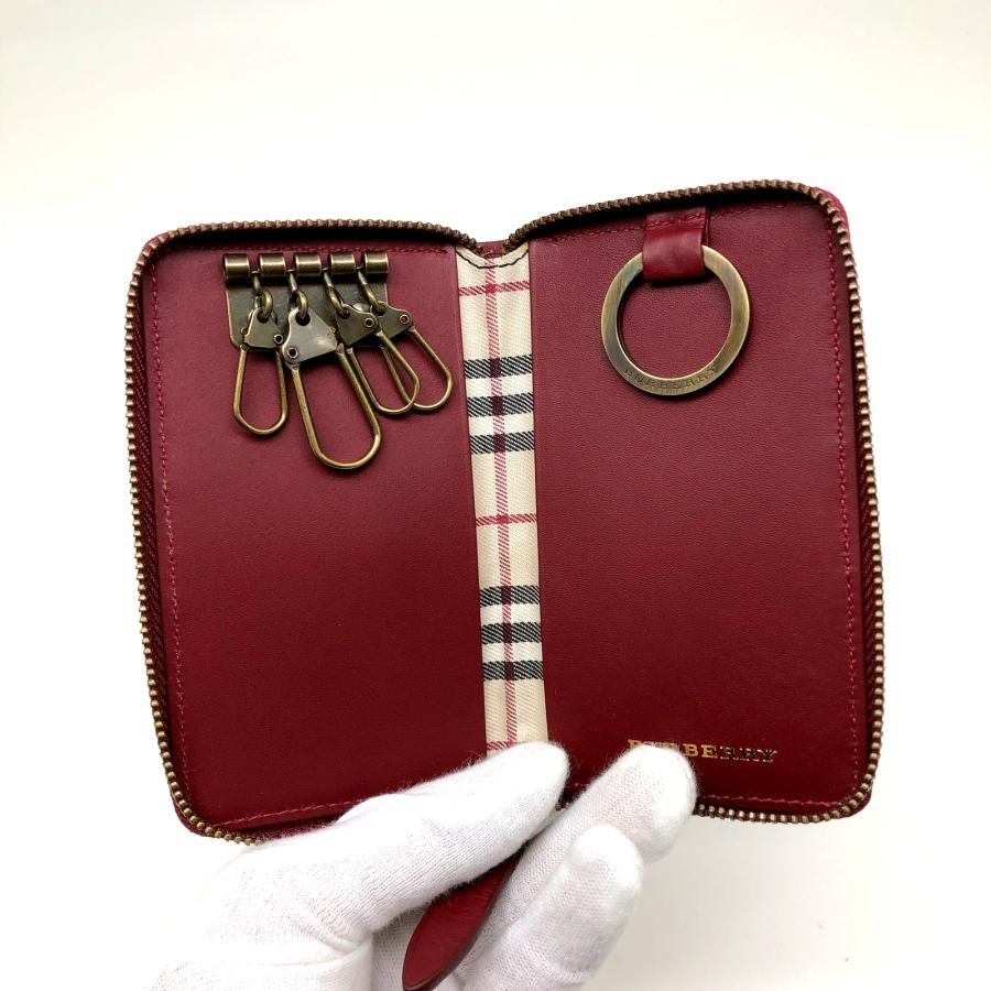 BURBERRY バーバリー 4連キーケース キーリング レザー ラウンド 