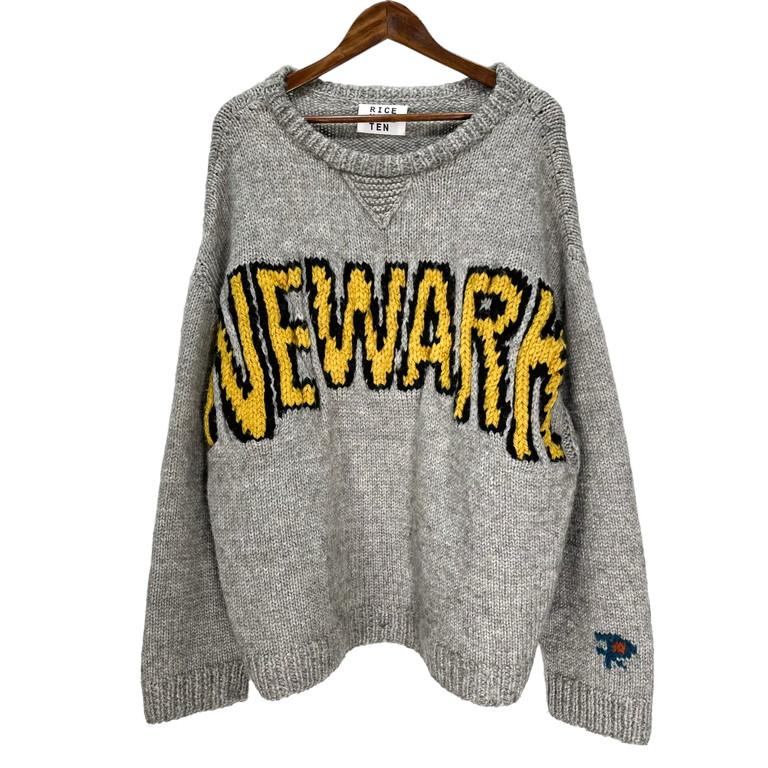 RICE NINE TEN 【men225Y】 19AW HAND KNITTING COLLEGE SWEATER