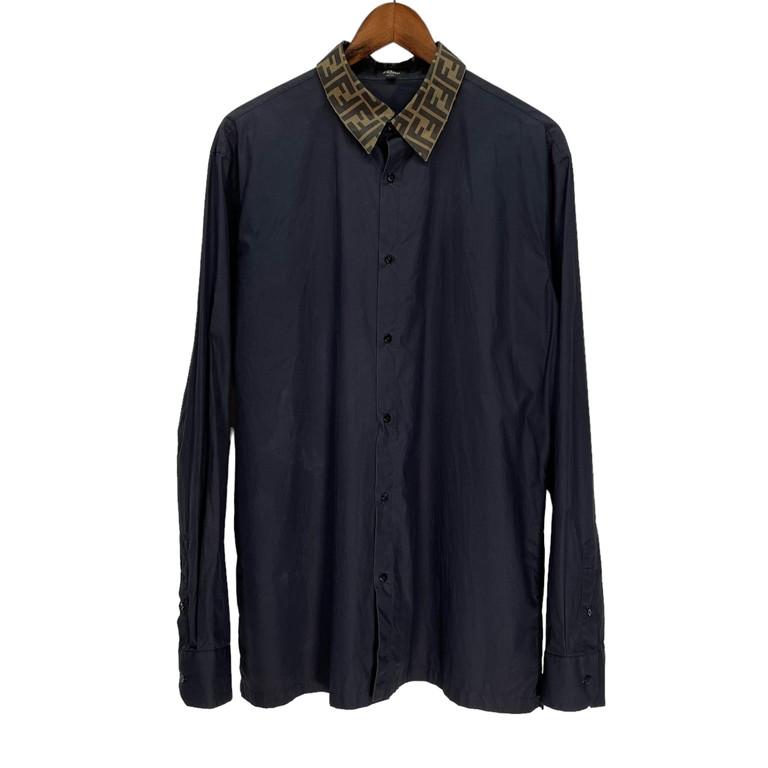 FENDI フェンディ 【men257Y】 19AW 襟ズッカ柄 長袖シャツ FENDI フェンディ 【men257Y】 19AW 襟ズッカ柄 長袖シャツ