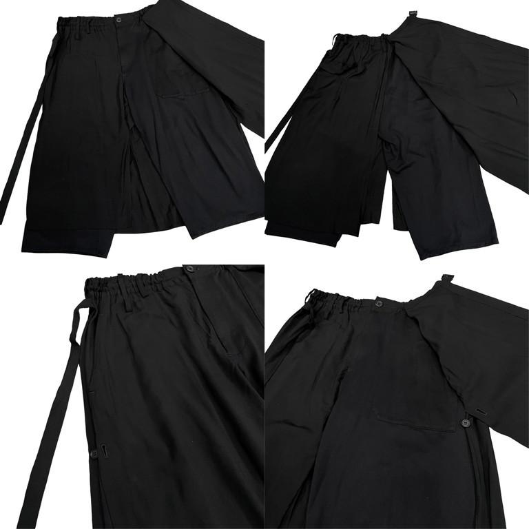 Ground Y 【men3764I】 18SS Wrap Pants Type 2 レーヨンコットン切替レイヤードベルテッドラップパンツ 定価47,520円 ヨウジヤマモト AR｜next51-mikunigaoka｜07