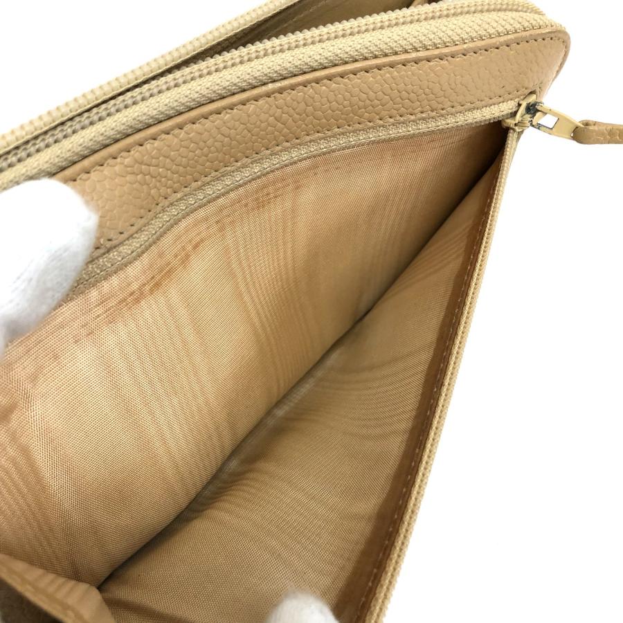 中古 CHANEL シャネル 長財布 ココマーク キャビアスキン ベージュ