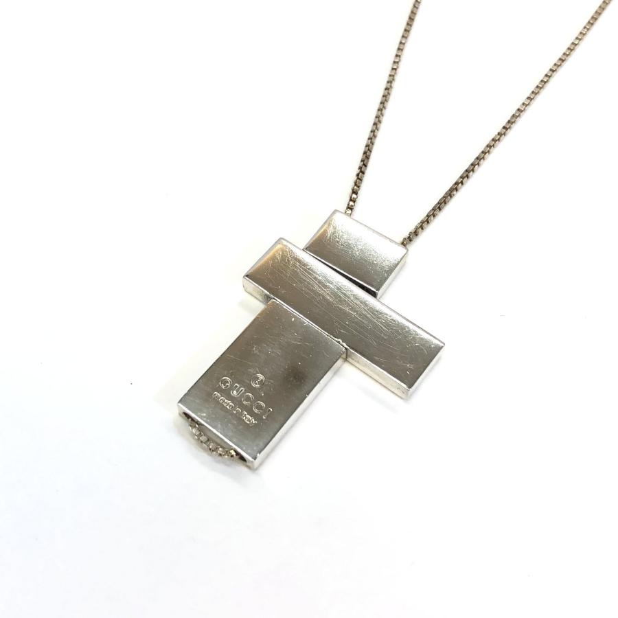 中古 GUCCI グッチ ロングネックレス セパレートクロス 十字架モチーフ 