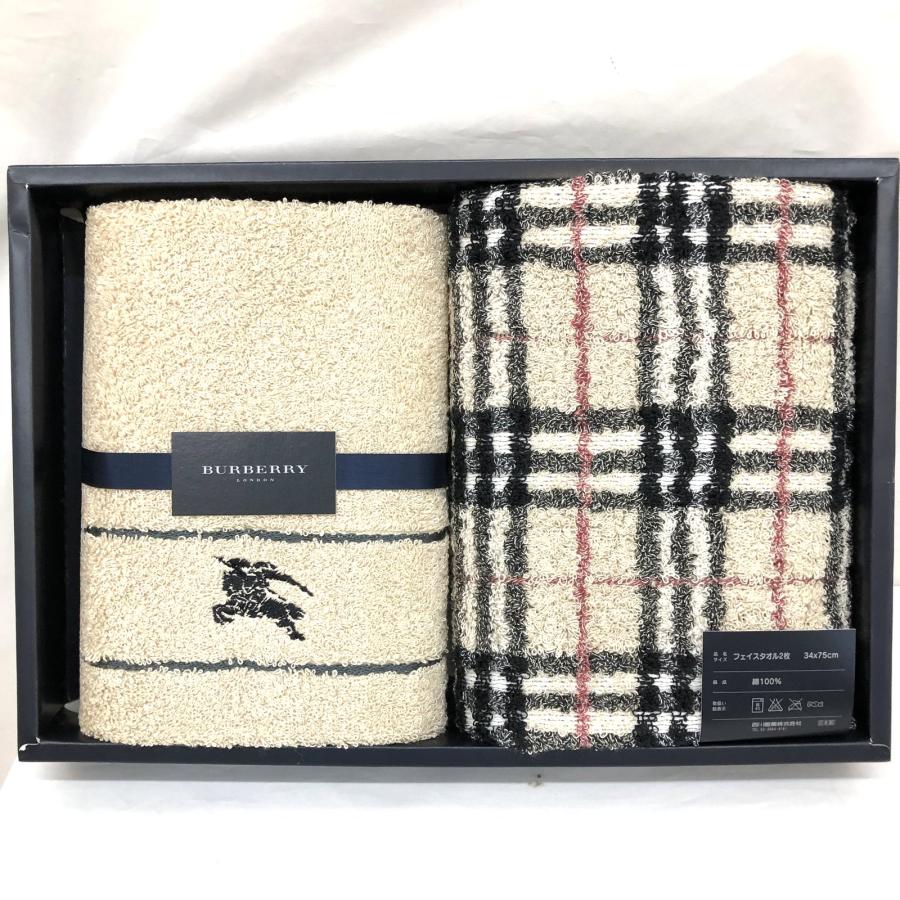 極美品 BURBERRY バーバリー フェイスタオル 2枚セット ベージュ 極美品 BURBERRY バーバリー フェイスタオル 2枚セット ベージュ