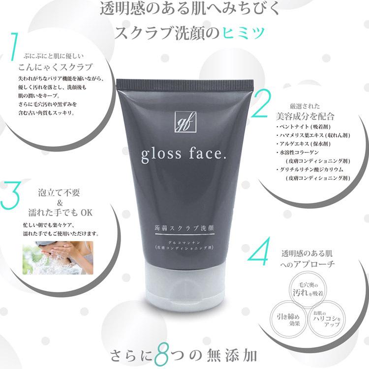 gloss face. 蒟蒻スクラブ洗顔 グロスフェイス 皮脂吸着 毛穴 角質