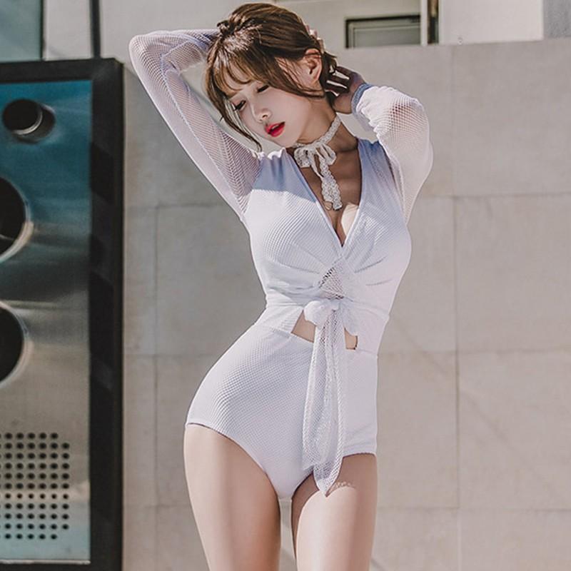 水着 ラッシュガード ワンピース メッシュ セクシー Vネック 長袖 2色 A Next Edge 通販 Yahoo ショッピング