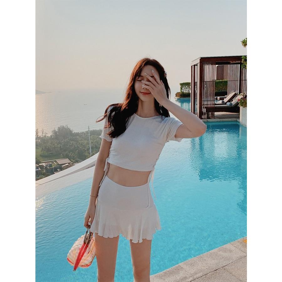 タンキニ水着 スカート フレアスカート 半袖水着 半袖 レディース ニット水着 ニット 韓国 洋服みたいな水着 A Next Edge 通販 Yahoo ショッピング