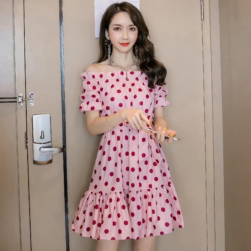 オフショル ワンピース オフショルダー ドット柄ワンピース リボン 肩出し ミニ丈 レディース A Next Edge 通販 Yahoo ショッピング