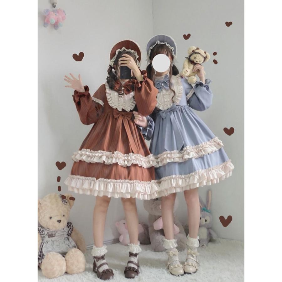 レディース お茶会 ピンタック ストライプ ワンピース ロリータ フリル リボン 長袖 Next Edge 通販 Yahoo ショッピング