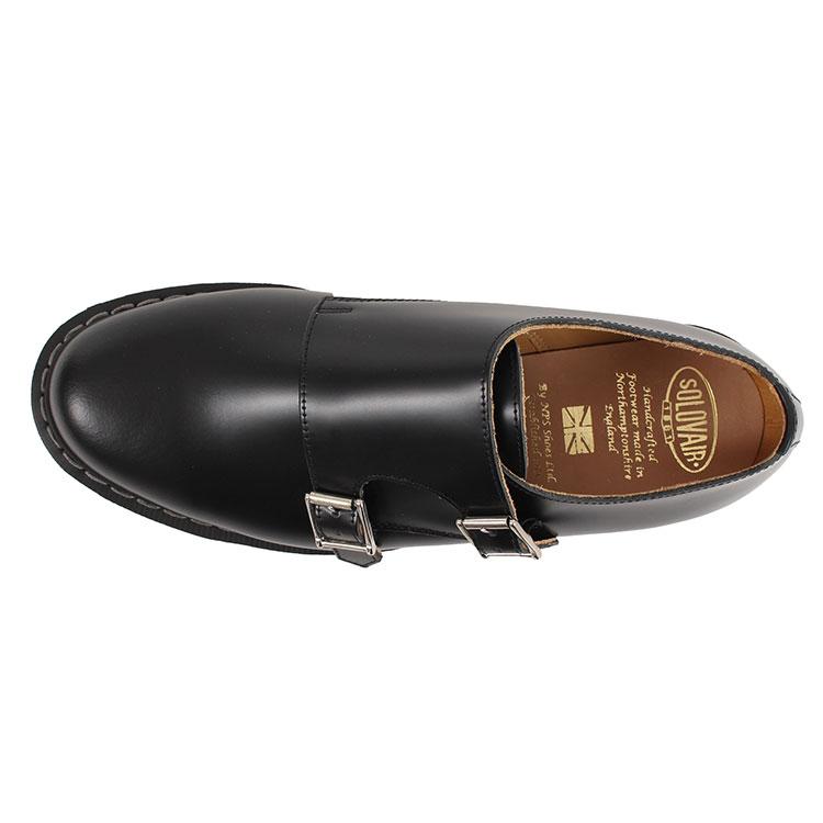 SOLOVAIR ソロヴェアー DOUBLE BUCKLE MONK SHOE ダブル バックル モンクシュー S0-157 ブラックハイシャイン 値下げしました