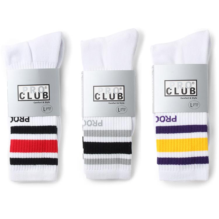 PRO CLUB プロクラブ メンズ ストライプ クルーソックス STRIPE CREW SOCK 03PC0902 | PRO CLUB