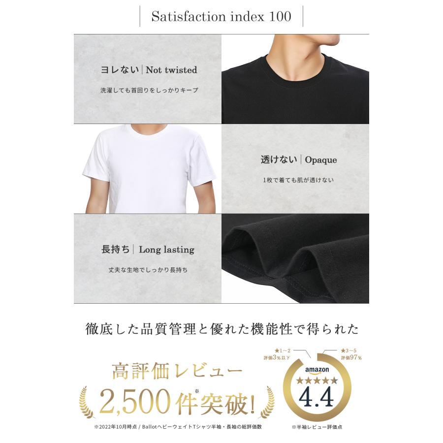 tシャツ メンズ 半袖 無地 厚手 Tシャツ ヘビーウェイト 3枚組 白 黒 