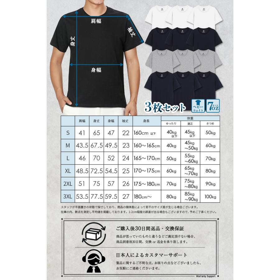 BALLOT tシャツ メンズ 半袖 無地 厚手 Tシャツ ヘビーウェイト 3枚組 