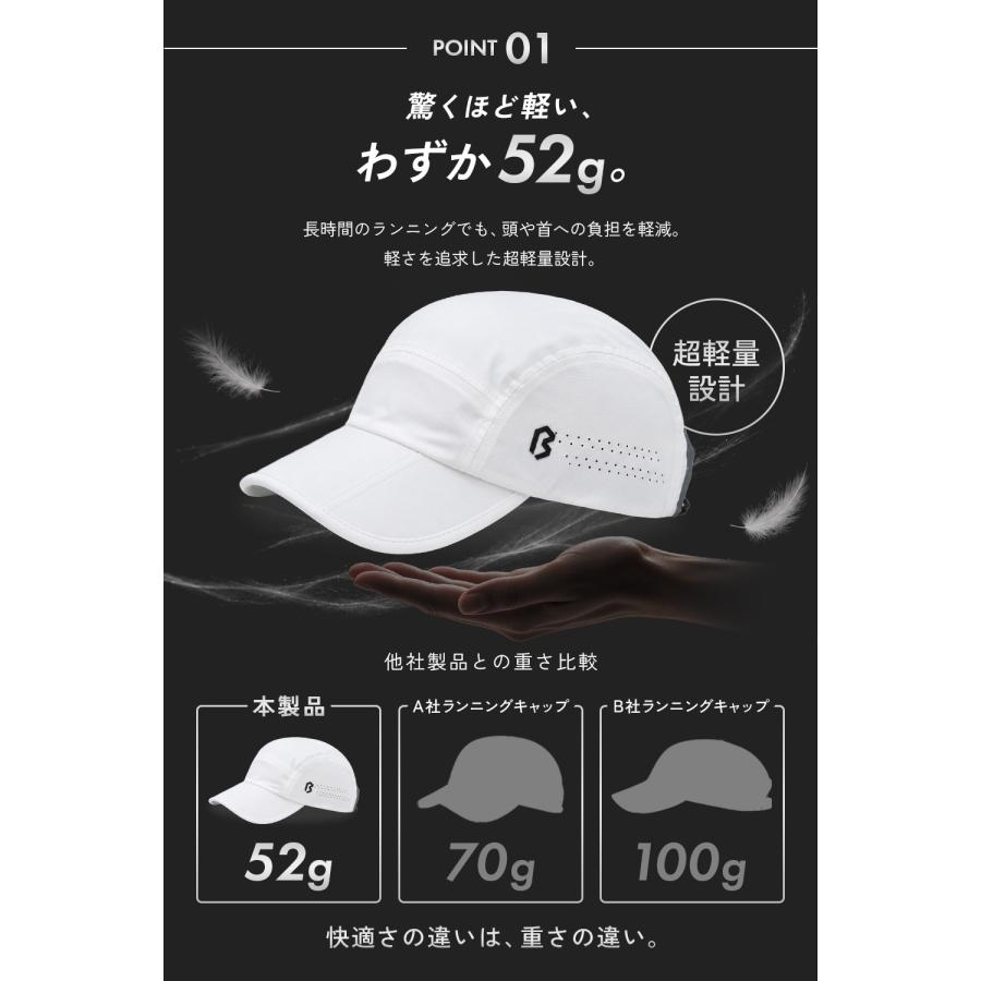 ランニング キャップ 【ウルトラマラソン日本代表ランナー監修】 軽量 折りたたみ コンパクト収納 通気性 吸汗速乾 ユニセックス 黒 BALLOT バロット |  | 05