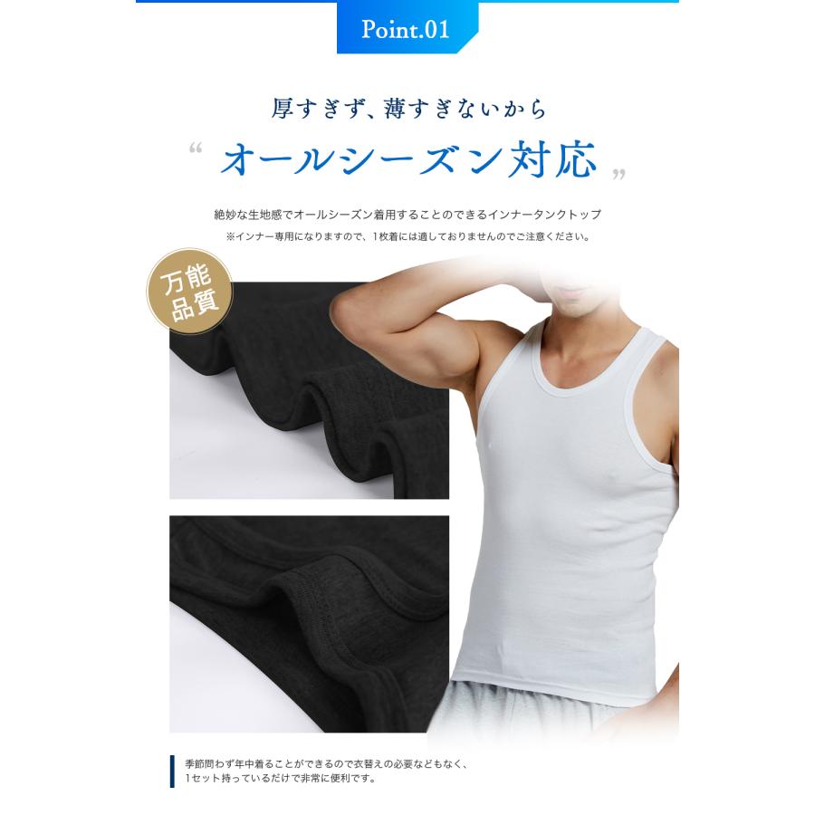 BALLOT タンクトップ メンズ インナーシャツ 肌着 Uネック 綿100% 4枚