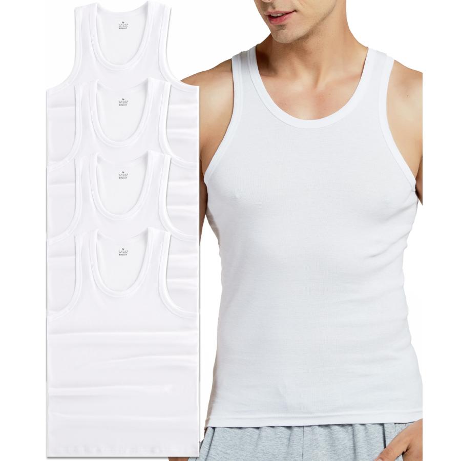 タンクトップ メンズ インナーシャツ 肌着 Uネック 綿100% 4枚組 BALLOT バロット | BALLOT | 09
