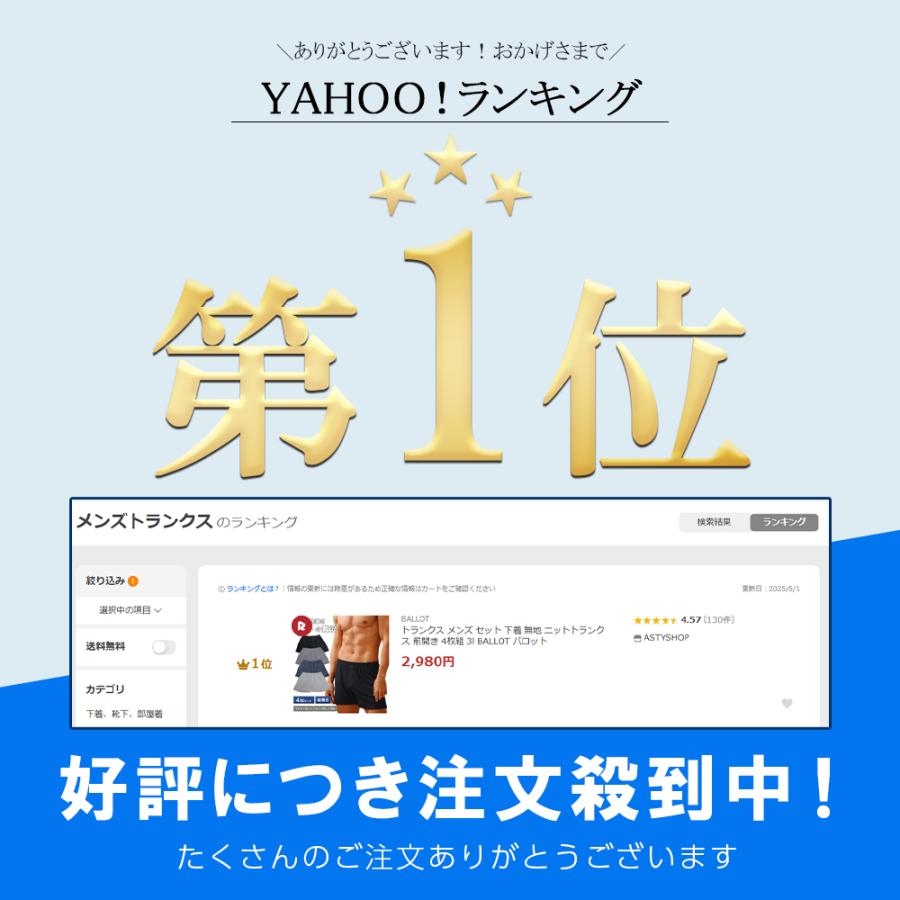 トランクス メンズ セット 下着 無地 ニットトランクス 前開き 4枚組 3l BALLOT バロット | BALLOT | 03