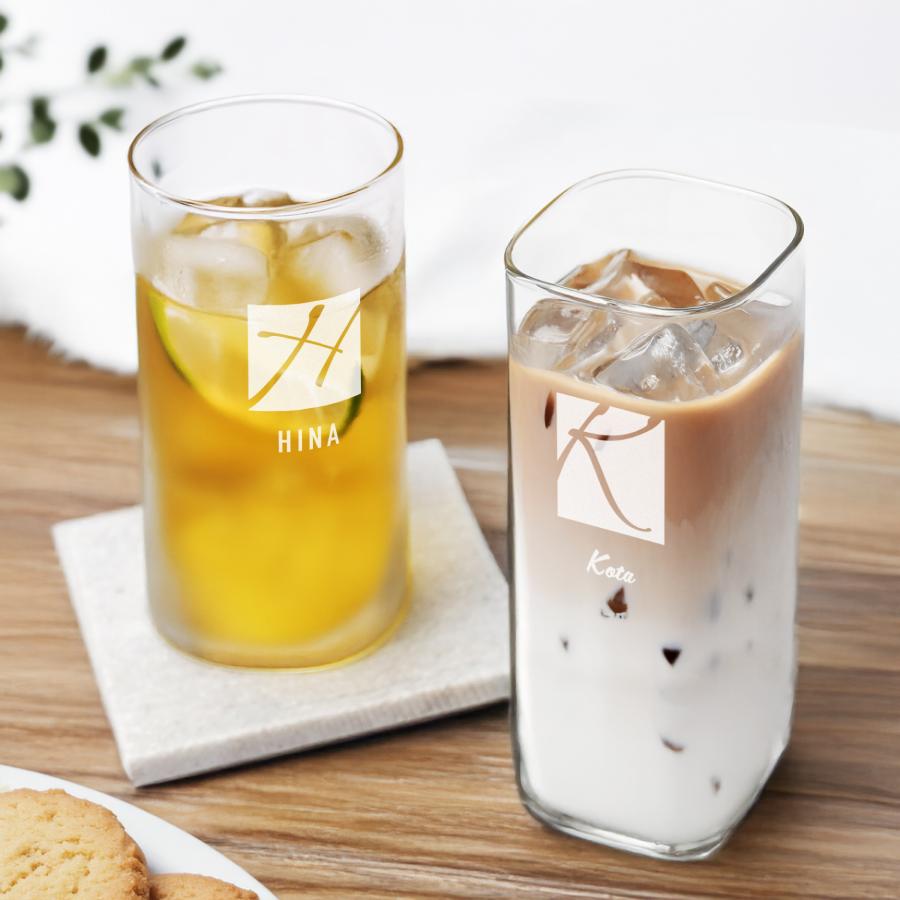 オーダーメイド グラス 名入れ イニシャル メッセージ クリア ビールグラス ジュースカップ コップ ウイスキー 焼酎 ガラス 食器 刻印 ...