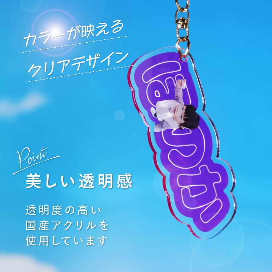 製作前データ確認できる 写真入り キーホルダー 子供 ペット 写真入れ 敬老の日 出産祝い 名入れ ストラップ こども 孫 名前 アクリル 小さい 写真入り 名前入り |  | 03