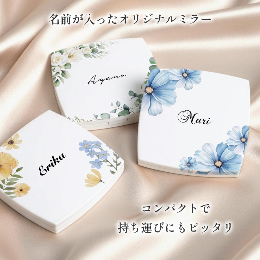 花柄 名入れ ミラー ダブルミラー 拡大鏡 コンパクトミラー ハンドミラー 名入無料 コスメ 鏡 コンパクト 手鏡 化粧鏡 折りたたみ 小さめ 誕生日 記念日 |  | 03