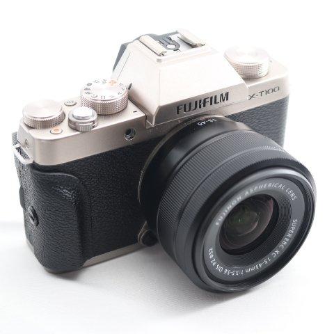 富士フイルム(FUJIFILM) ミラーレス一眼 X-T100レンズキット シャンパンゴールド X-T100LK-Gの画像