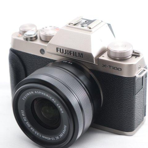 富士フイルム(FUJIFILM) ミラーレス一眼 X-T100レンズキット シャンパンゴールド X-T100LK-Gの画像