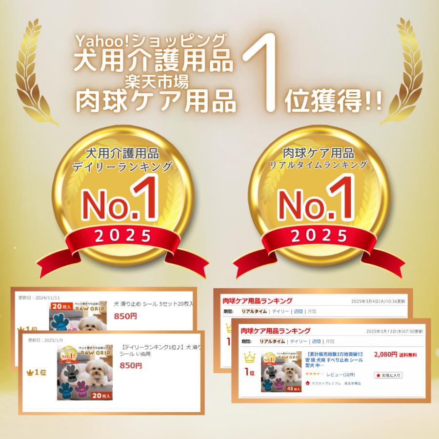 【★累計販売枚数5万枚突破!!ランキング1位獲得★】犬 滑り止め シール 10セット40枚入り ランキング1位獲得 フローリング すべり止め シール いぬ用 |  | 05