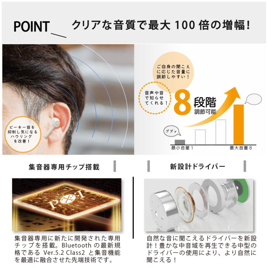 【専用ポーチプレゼント中♪】集音器 高齢者 充電式 公式 イヤホン きこエール ワイヤレス 使いやすい しゅうおんき | ブランド登録なし | 07