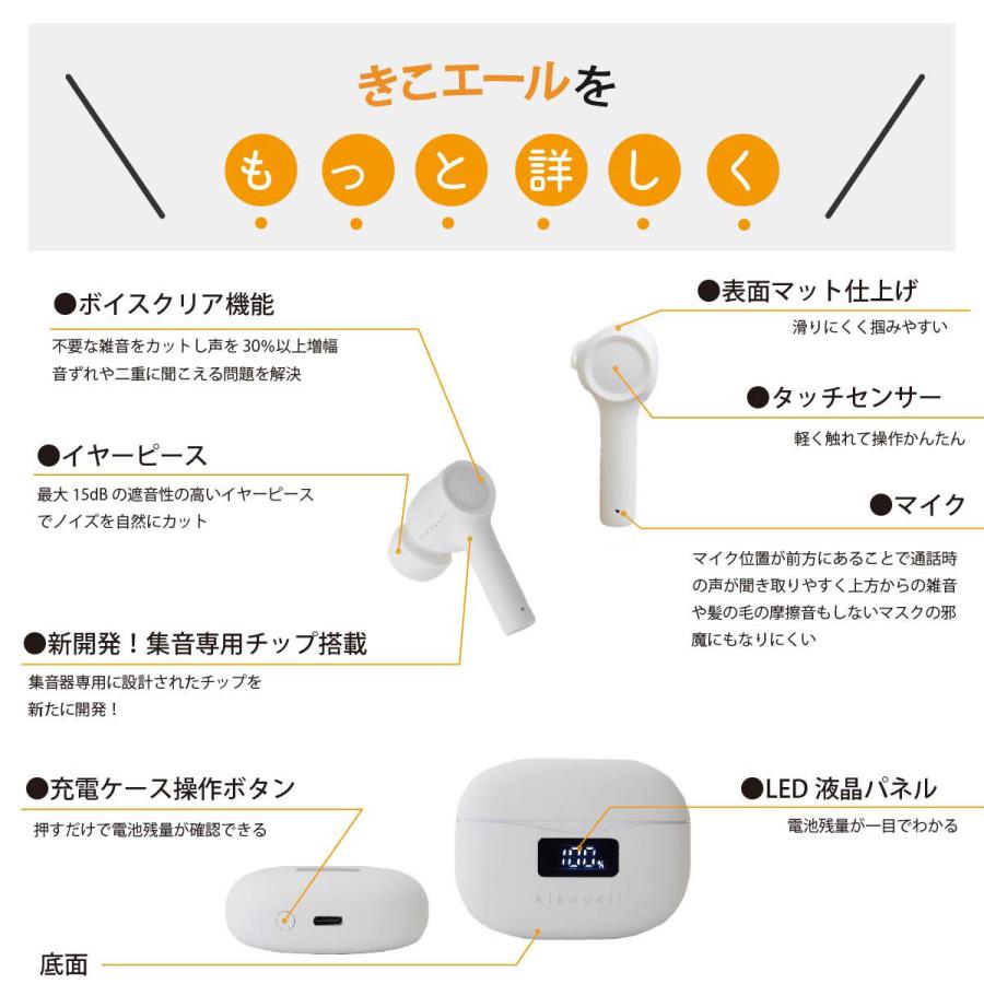 【専用ポーチプレゼント中♪】集音器 高齢者 充電式 公式 イヤホン きこエール ワイヤレス 使いやすい しゅうおんき | ブランド登録なし | 10