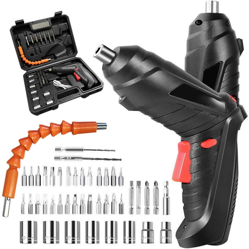 電動ドライバー 小型 セット 充電式 初心者 47本ビット LEDライト 延長