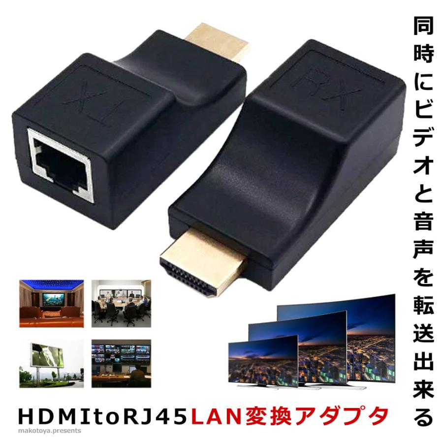 HDMI 鮮明アダプタ 延長器 HDMI to RJ45 LAN 変換 HDCP パソコン モニタ 監視カメラ TV テレビ 4K SENMEAD | 