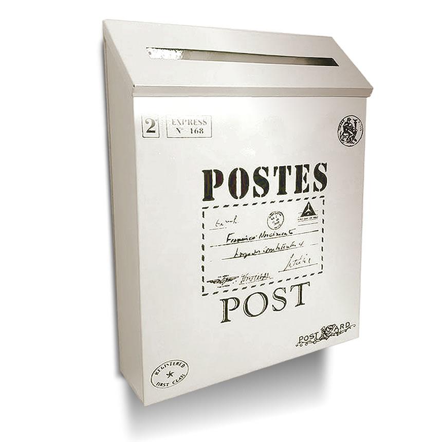 ポスト ホワイト 壁掛け 鍵付き 郵便受け アンティーク アメリカン