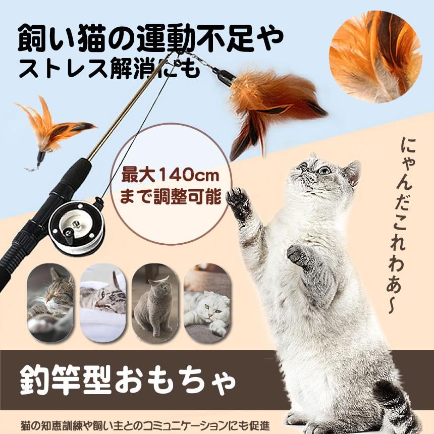 猫じゃらし 釣竿型おもちゃ じゃれ猫 フェザーワンド スピニングリール付き 伸縮 手動式プーリー 猫じゃらし Fezjara S Kh0318 14a Next Stage 通販 Yahoo ショッピング