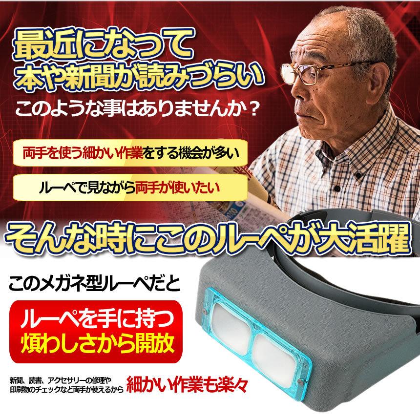 メガネ型ルーペ 倍率1.5倍 2倍 2.5倍 3.5倍 4種類レンズ メガネ着用時 使用可能 軽量 ヘッドバンド 簡単調整 KEMEGAL｜nexts｜03