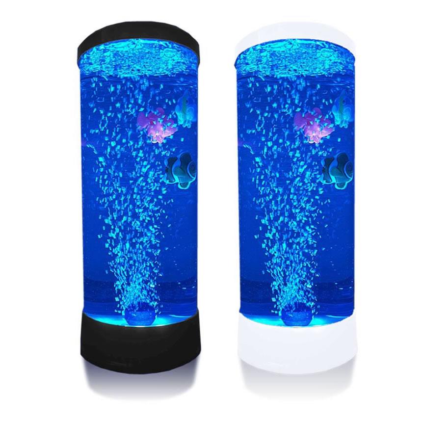 バブル搭載 LED アクアリウム 魚 3匹 インテリア 卓上 ミニクラゲ