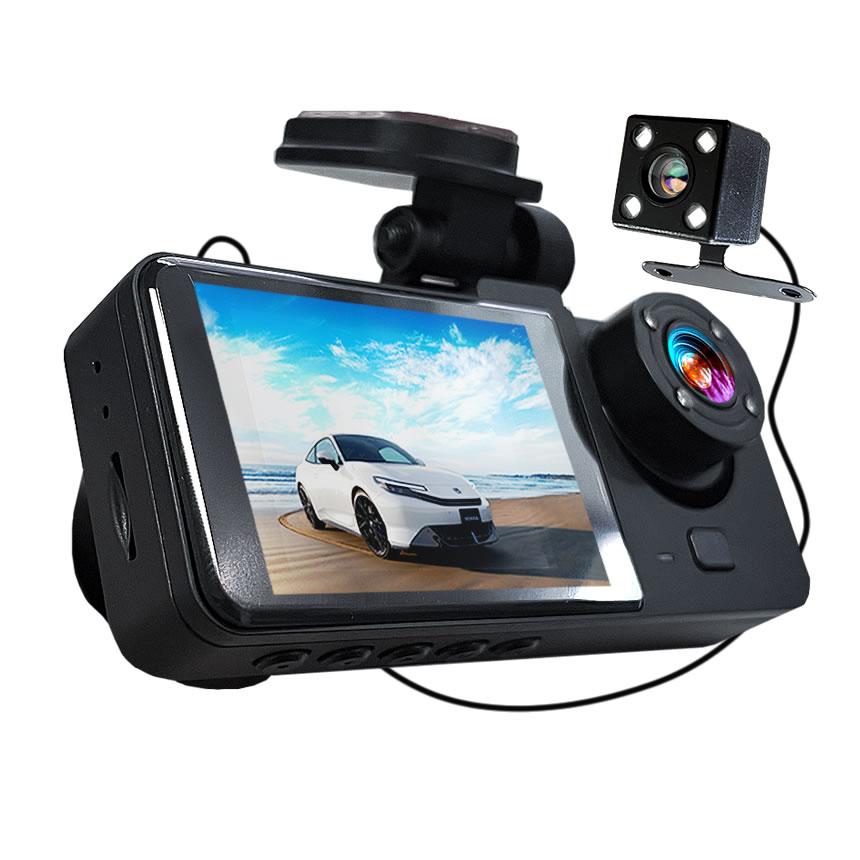 ドライブレコーダー WiFi 常時録画スマホ 3カメラ 前後 リア ドラレコ