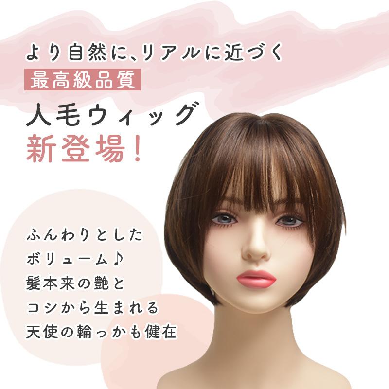 ウィッグ 人毛 本物 ボブ ショート ストレート フルウィッグ ショート