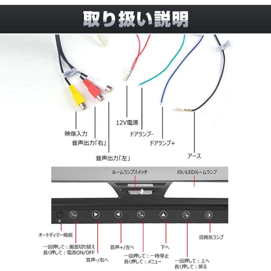 フリップダウンモニター 11.6インチ 12V車対応 WXGA HDMI 1080P 車載