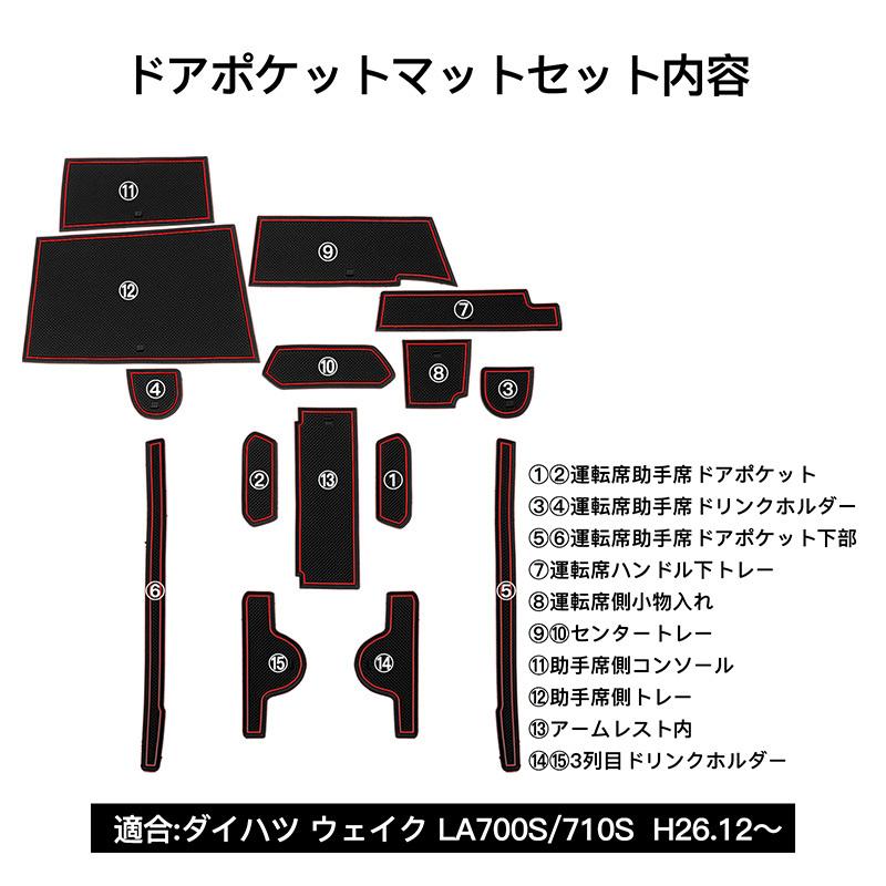 ダイハツ ウェイク LA700S/710S ドアポケットマット/シート 滑り止め