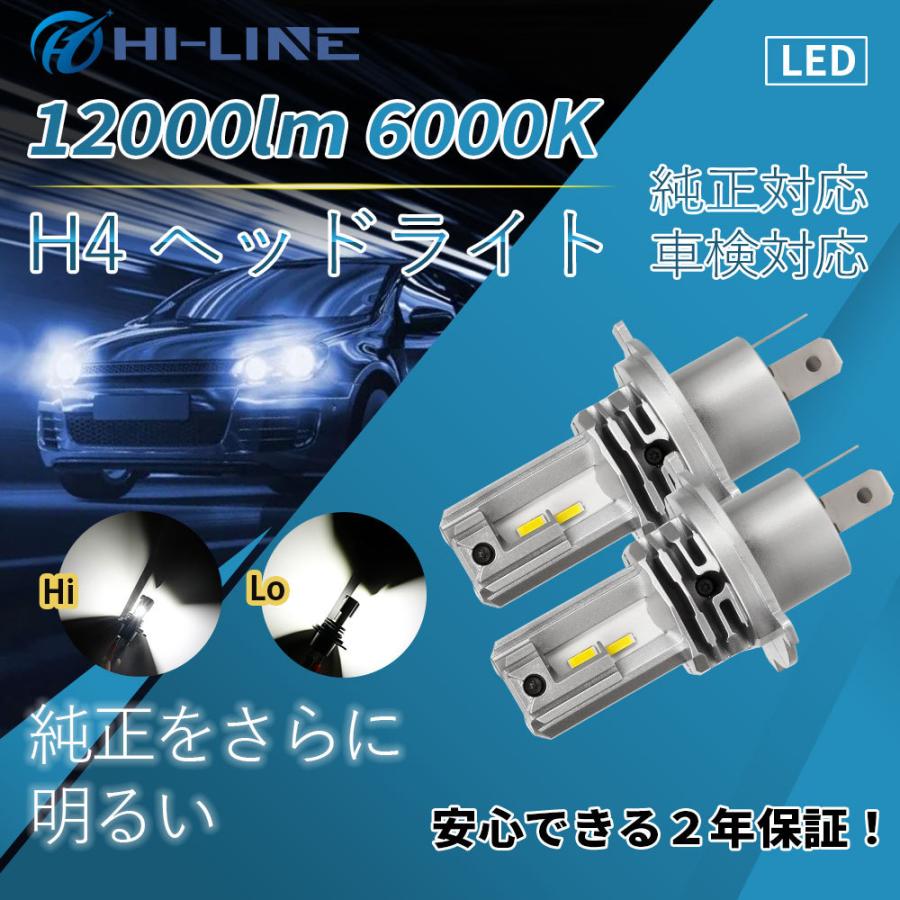 LED ヘッドライト H4 車検対応 高輝度 爆光 12000LM 6500K ファンレス
