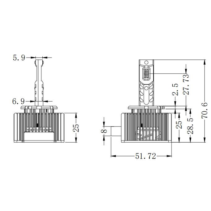 D3C/D3S/D3R LEDヘッドライト AUDI A3 A5 ロービーム バルブ ファン 6500K ホワイト 車検対応 加工不要 輸入車対応 外車 HID純正交換
